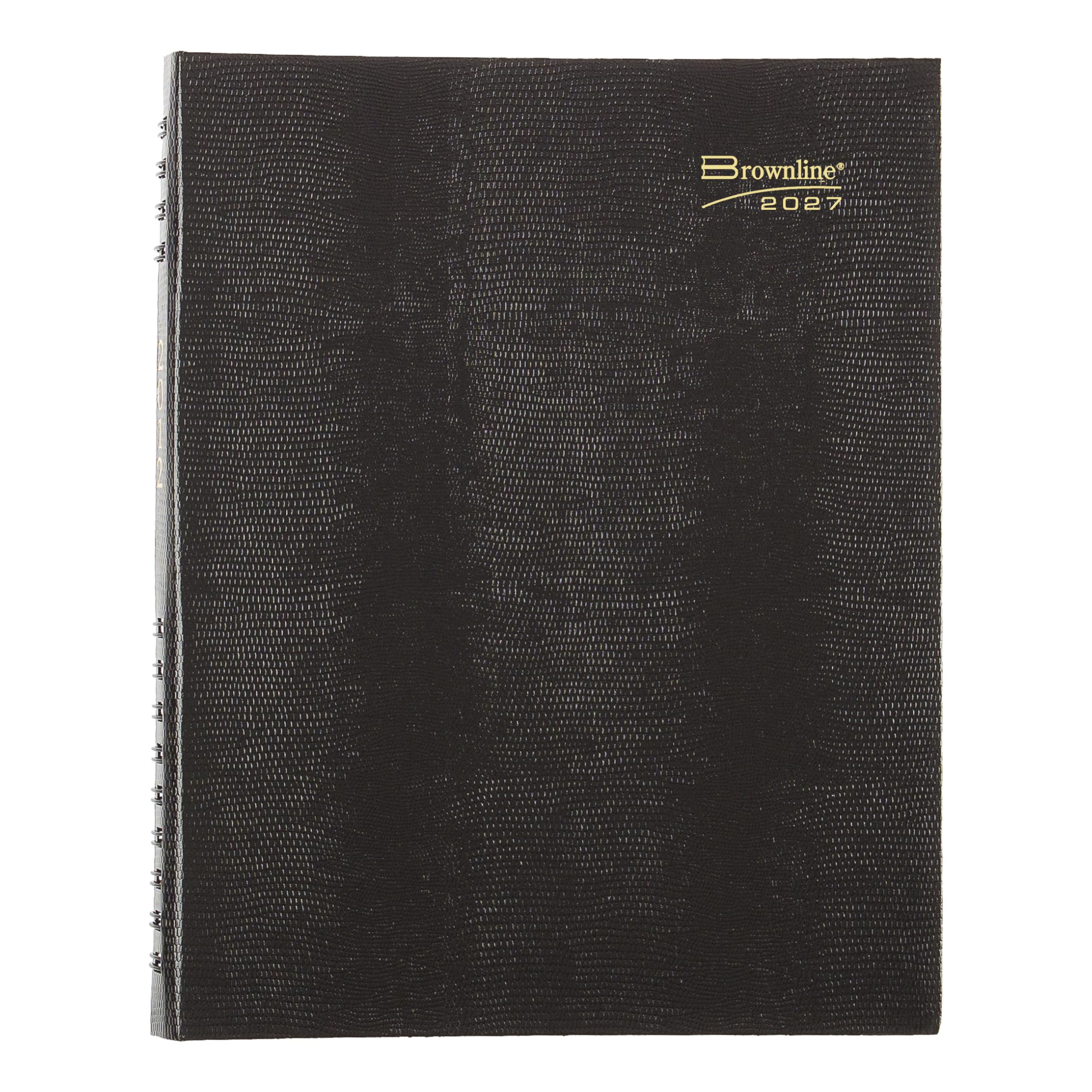 Brownline® CoilPro™ Agenda giornaliera professionale 2027, agenda per quattro persone, 12 mesi, da gennaio a dicembre, rilegatura a doppio filo, 28 x 21,6 cm, nero (CB960C.BLK)