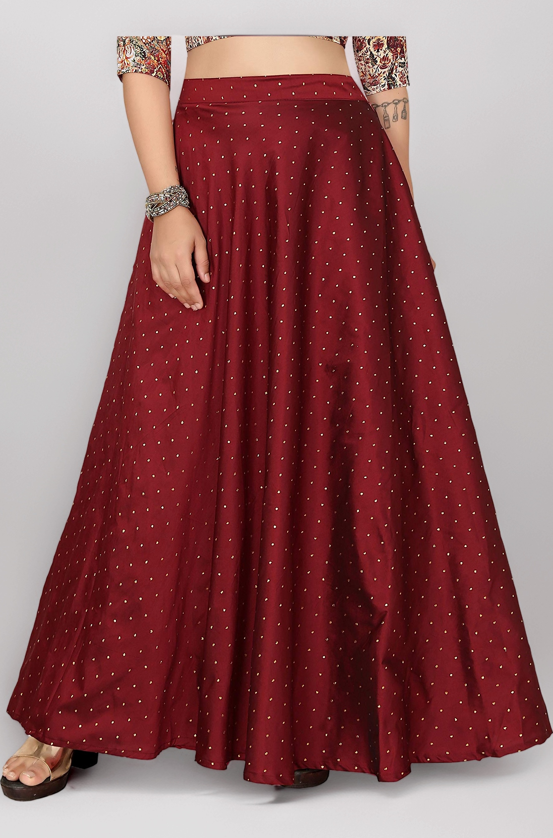 Women's Readymade Polyester Taffeta Floor Length Skirt Lahenga Ghaghra