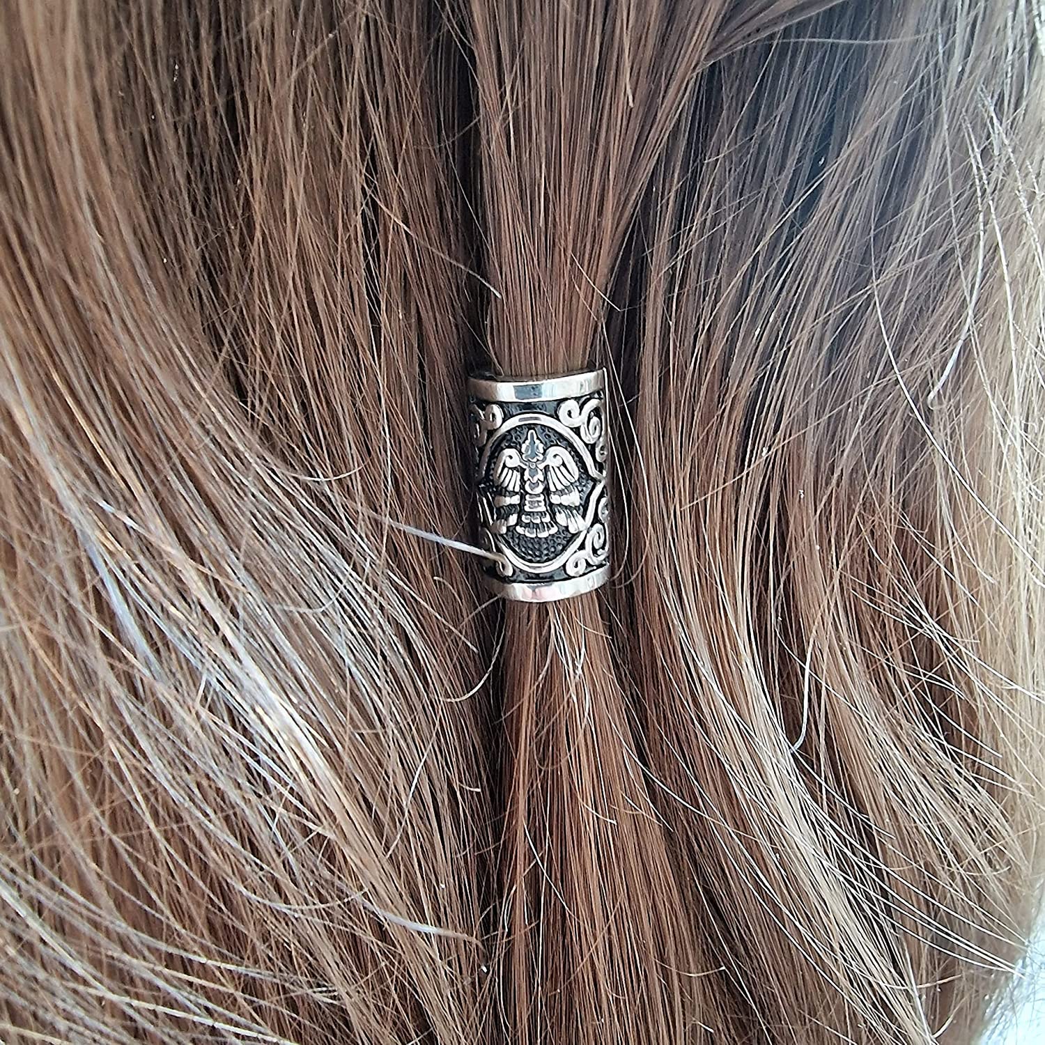 VALHALLA Wikinger Barba Perla 316L Acero Plata Acero Inoxidable Gran Apertura Cierre, extra big, Piedra preciosa, No.