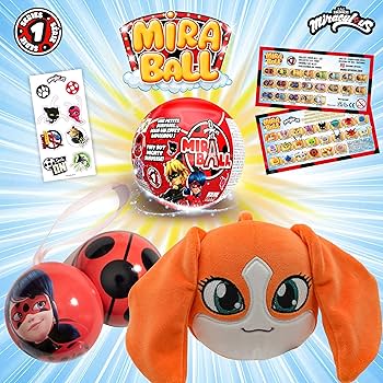 Miraculous Ladybug&CatNoir ミラボール B7K7 Miraculous Biedronka MiraBall, niespodzianka 3 w 1, 4 sztuki