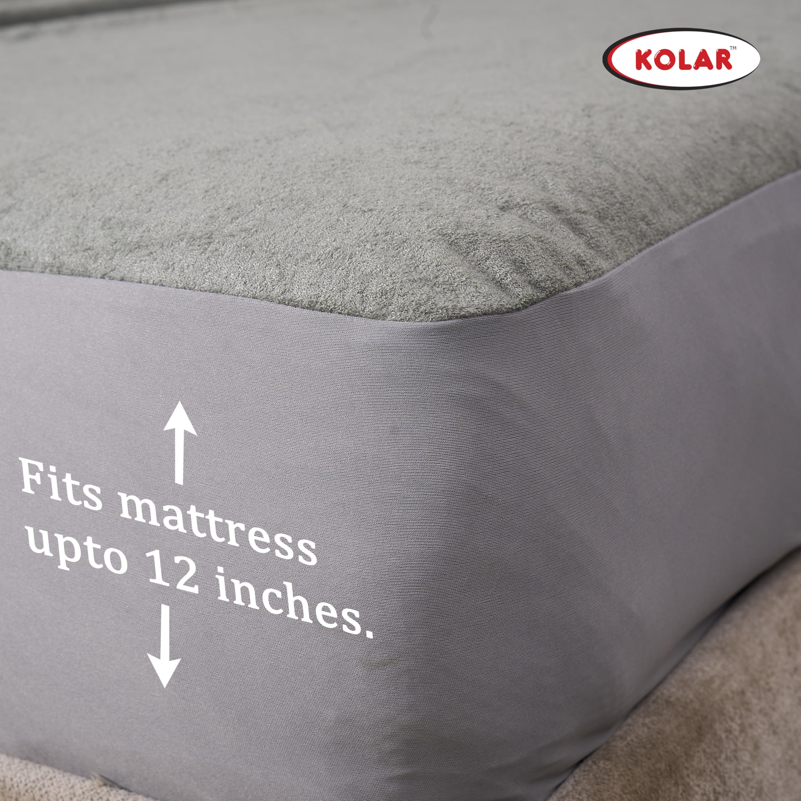 Kolar Premium Bamboo Mattress Protector| 100% Water Proof Protector King Size 78x72 Inches | Breathable and Hypoallergenic Ultra Soft Fitted Bed Protector Cover - Grey 1