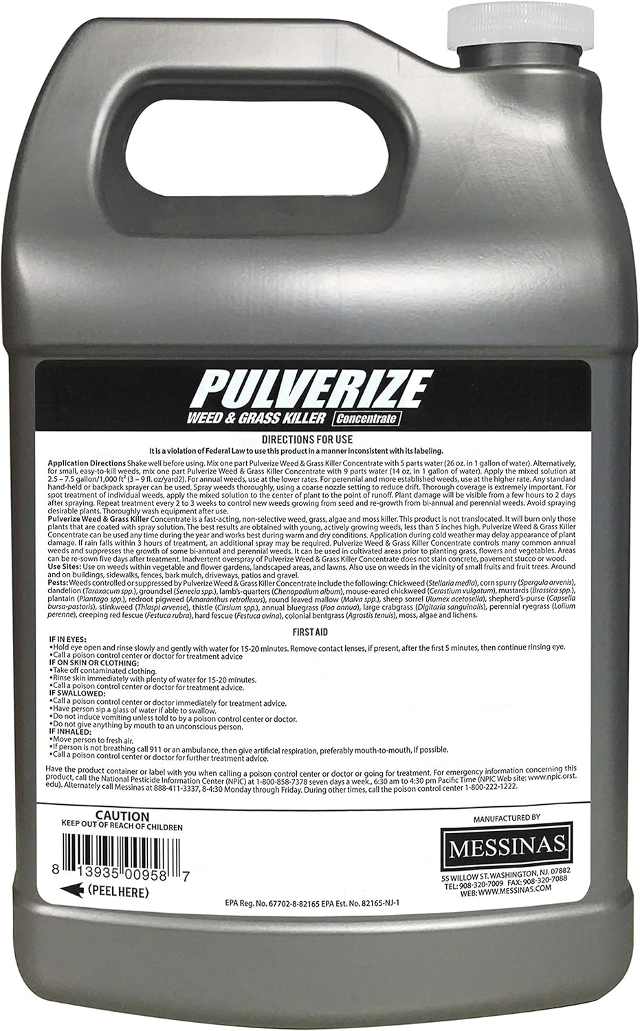 Pulverize Weed and Grass Killer, All Natural, Fast Acting, Non-Staining, Safe for People and Pets, Herbicide for Moss, Algae, Weeds, and Grass, Concentrate - 1 Gallon