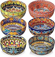 vancasso KRVI Cereal Bowls Set of 6 - 28oz Bohemian Porcelain Soup Salad Bowls, Colorful Patterns, Microwave & Dishwasher Safe