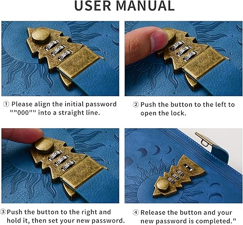 Miniatura 7 de ZXHQ Diario con cerradura para mujeres y hombres, diario secreto para niñas, cuaderno de escritura de cuero recargable, tamaño A5 (8.5 x 5.9