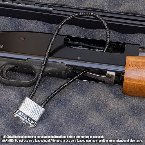 Miniatura 6 de Master Lock 107DSPT Candados de bloqueo de pistola con llave, cable de 14 pulgadas, acero con candado de 1-18" de ancho