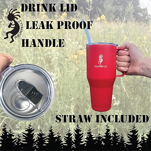 Miniatura 3 de Aquapelli Vaso aislado al vacío con asa, 40 onzas, rojo pompeyano