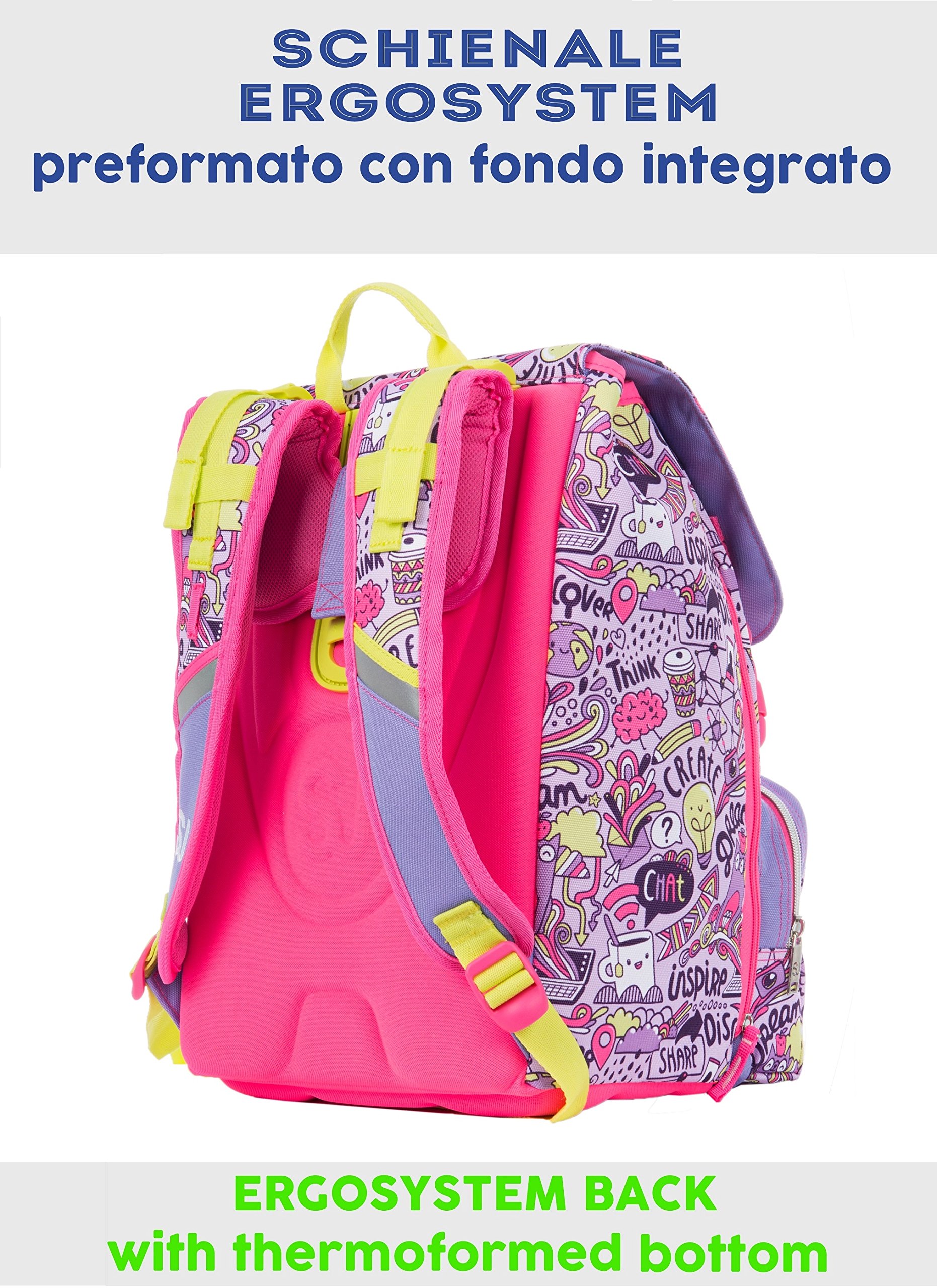 SJ Gang Zaino scuola sdoppiabile HIGH TECH + Easy Trolley - Viola Rosa - INNOVATIVO sistema regolazione schienale - 28 LT elementari e medie 3