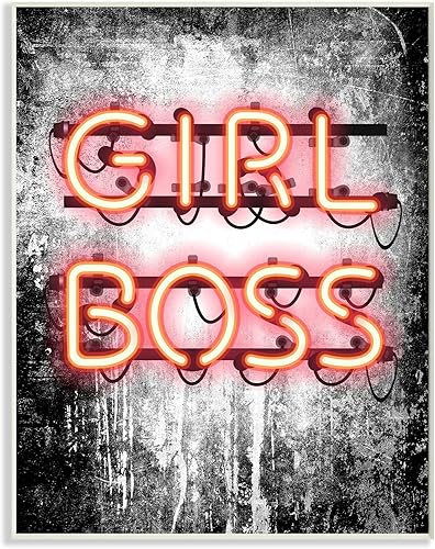 Miniatura 1 de Stupell Industries Fashioner Girl Boss - Acuarela de luz neón con diseño de Amanda Greenwood, 13 x 19 pulgadas, placa de madera