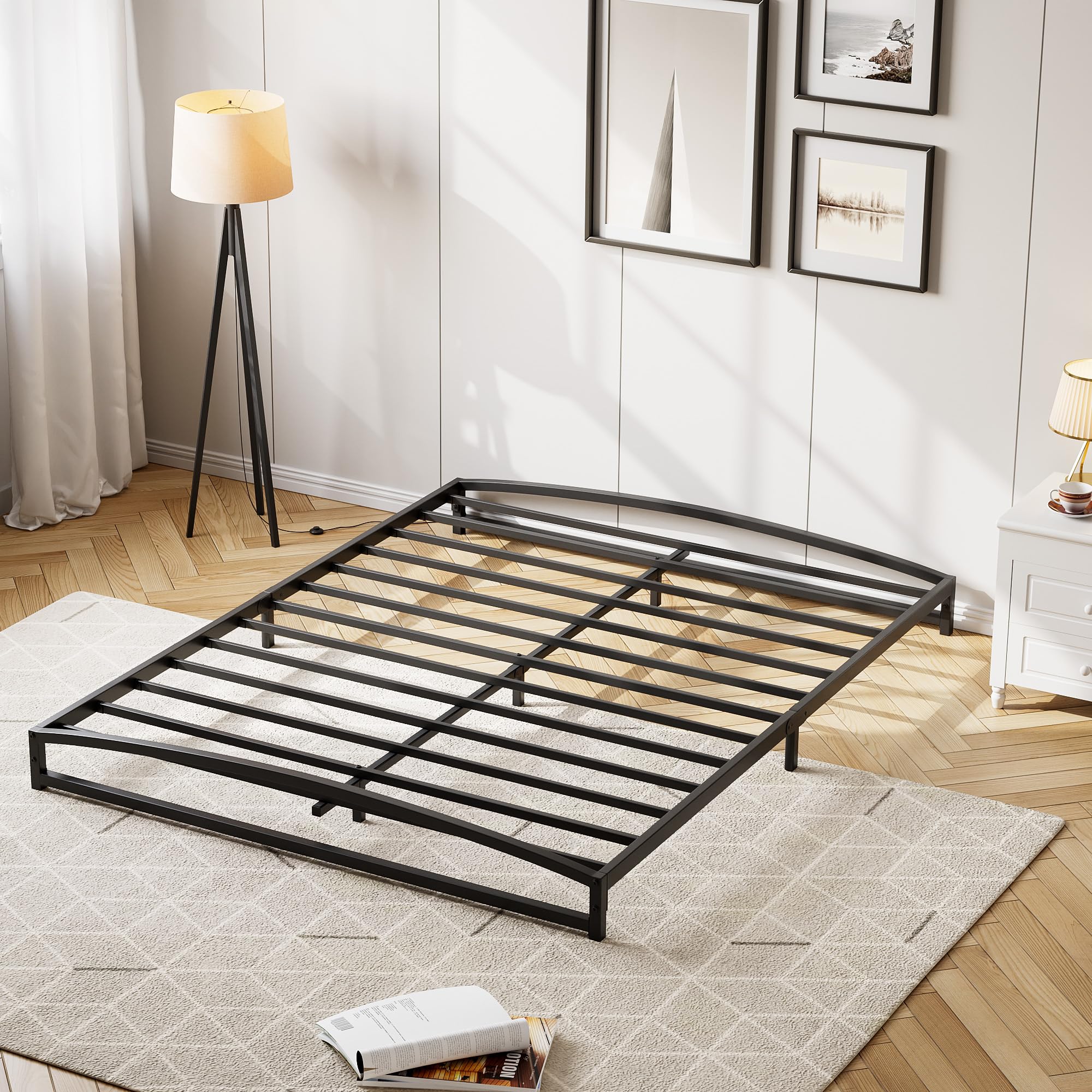 SLEKVERSA 6 Inch Metal Platform Queen Bed Frame, Sturdy Steel Slats Support, Hea — product photo