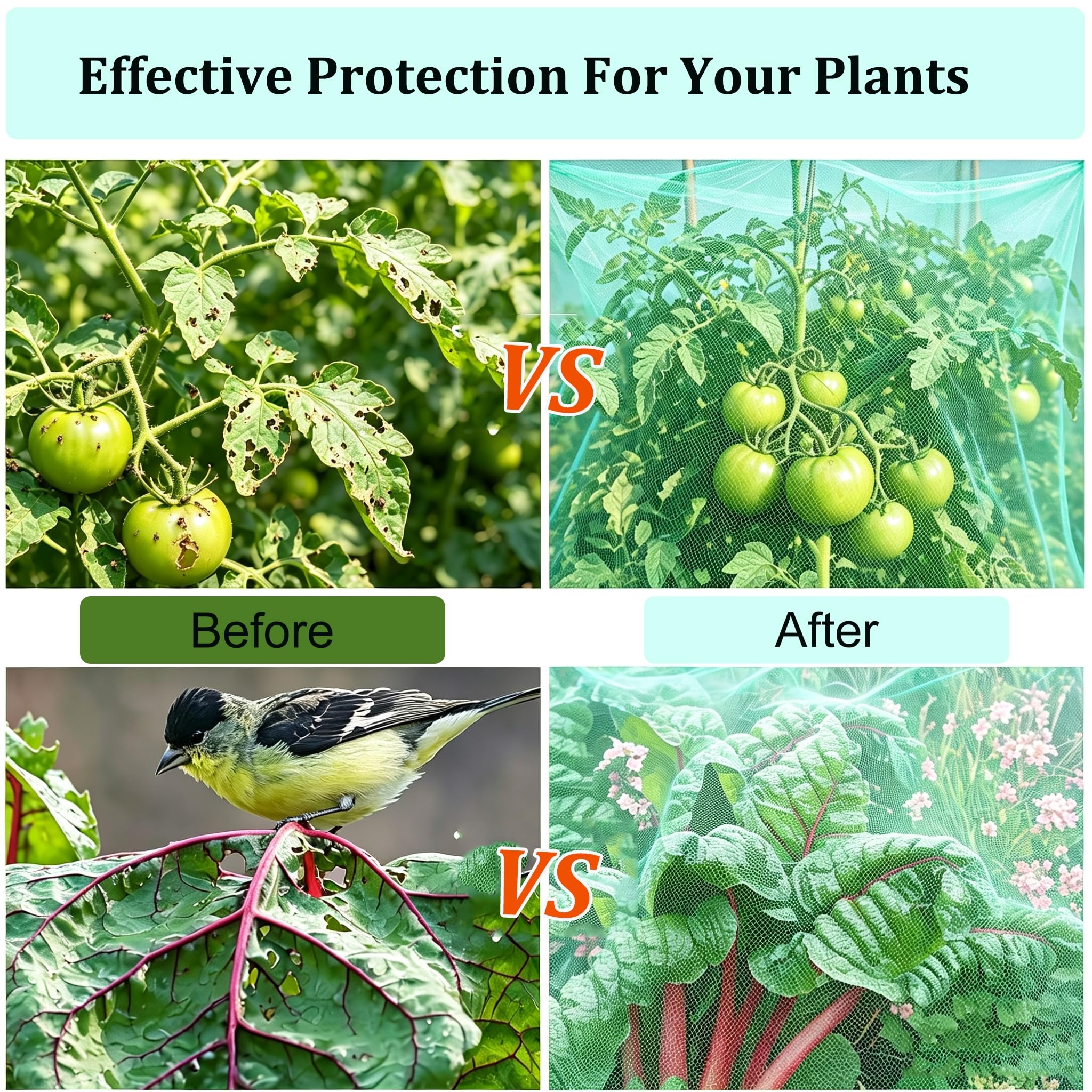 Genérico Mallas De Protección contra Aves De Malla Fina 10x10 15x15m,Red De Protección contra Insectos Palomas Y Granizo,Mallas para Jardines Árboles Frutales Bancales Elevados,4x10m