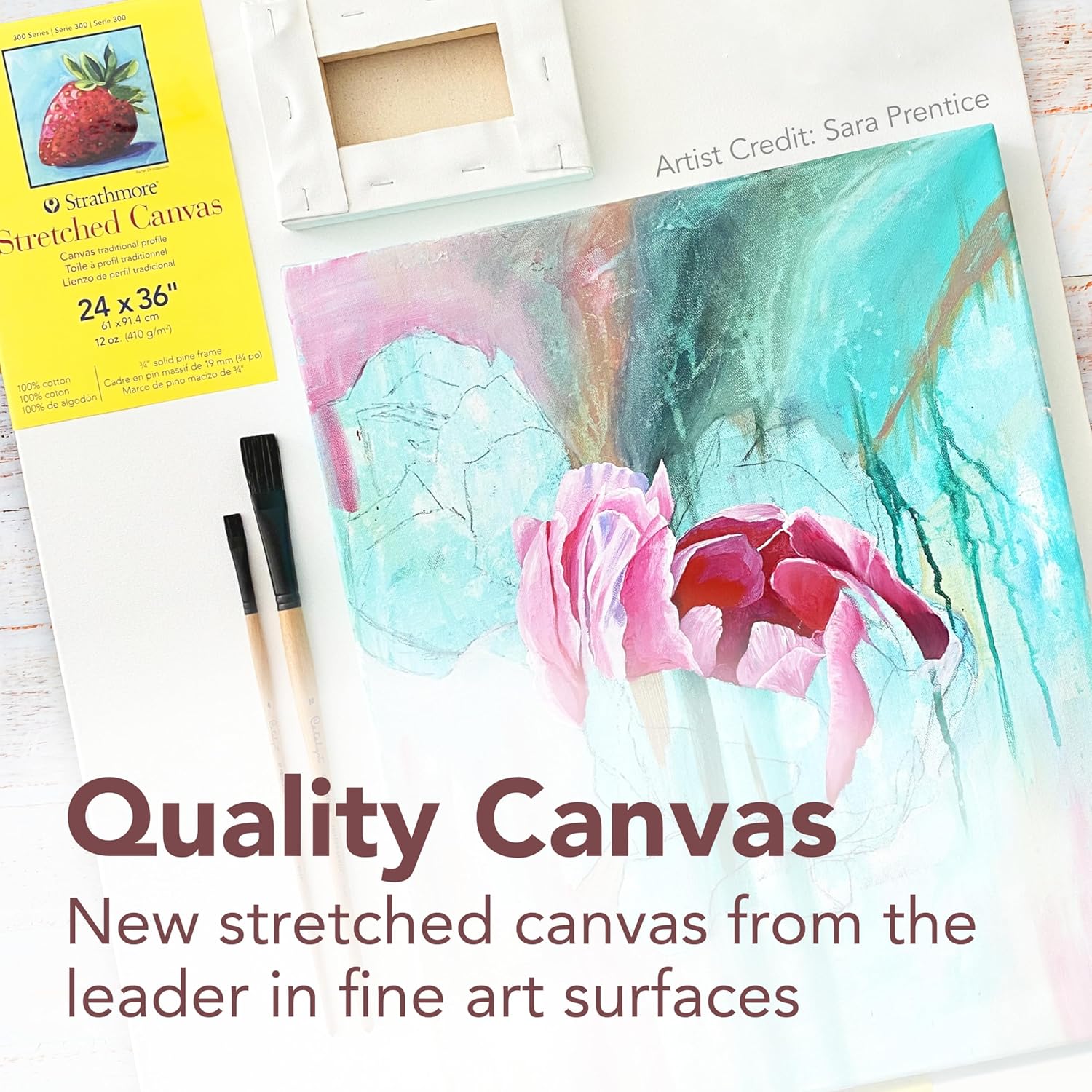 Strathmore 300 Series Gallery Stretched Canvas Pack, 8x8 inch, 6 Pack, Art Canvas for Students Professionals - Image 2