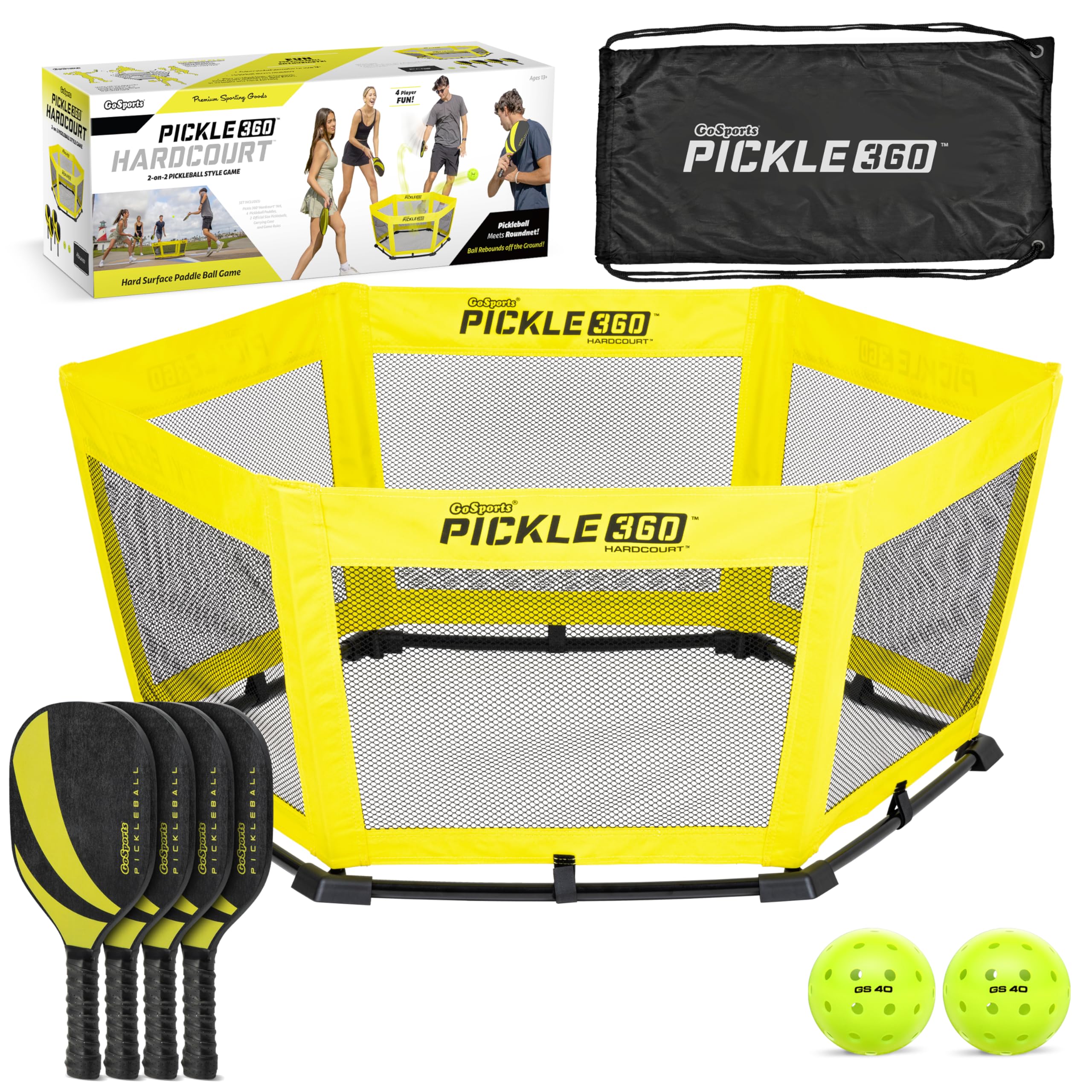 gosports pickle 360 paddle ball game set - choose original or hardcourt - pickleball without a court