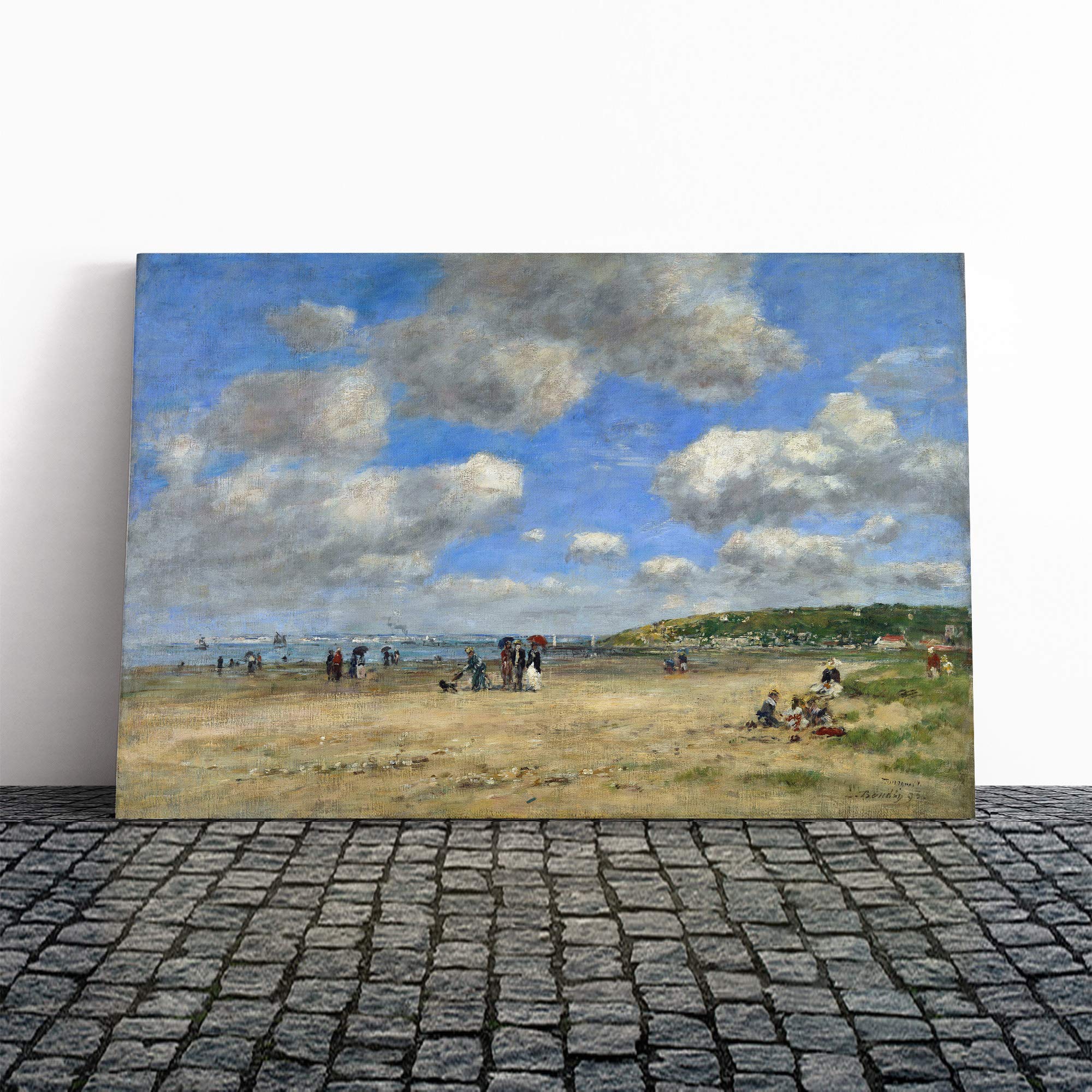 Eugene Boudin Beach of Trouville No.2 Canvas Print | Gallery Wrapped 30mm Frame Wall Art | 30x20 inches | Ready to Hang | Modern Seascape Picture | Living Room Bedroom Lounge Office