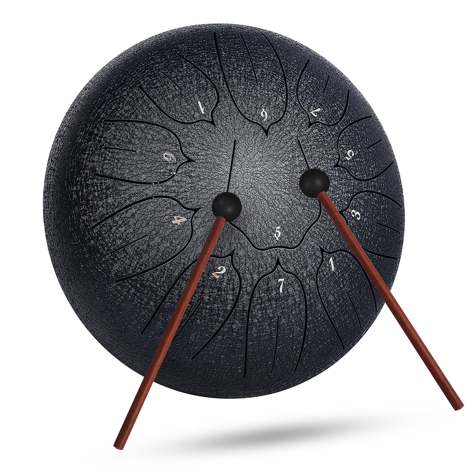 INMAKER Tongue Drum，Tambour à Main 11 Tons 10 Pouces Instrument à Percussion en Acier Avec Livre de Musique pour Éducation Musicale, Yoga, Méditation.
