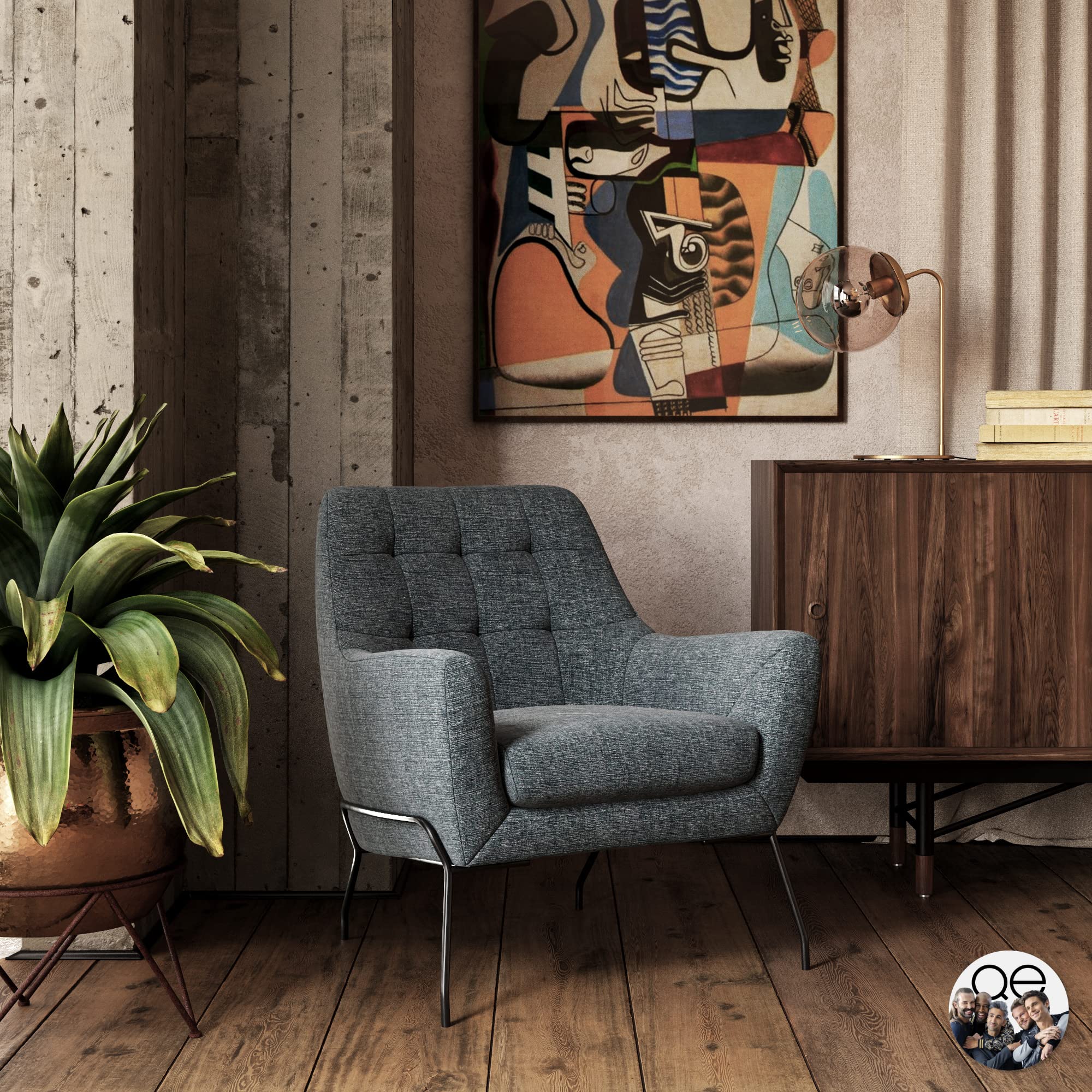 DHP Furniture Brayden Accent Upholstered Chair Charcoal