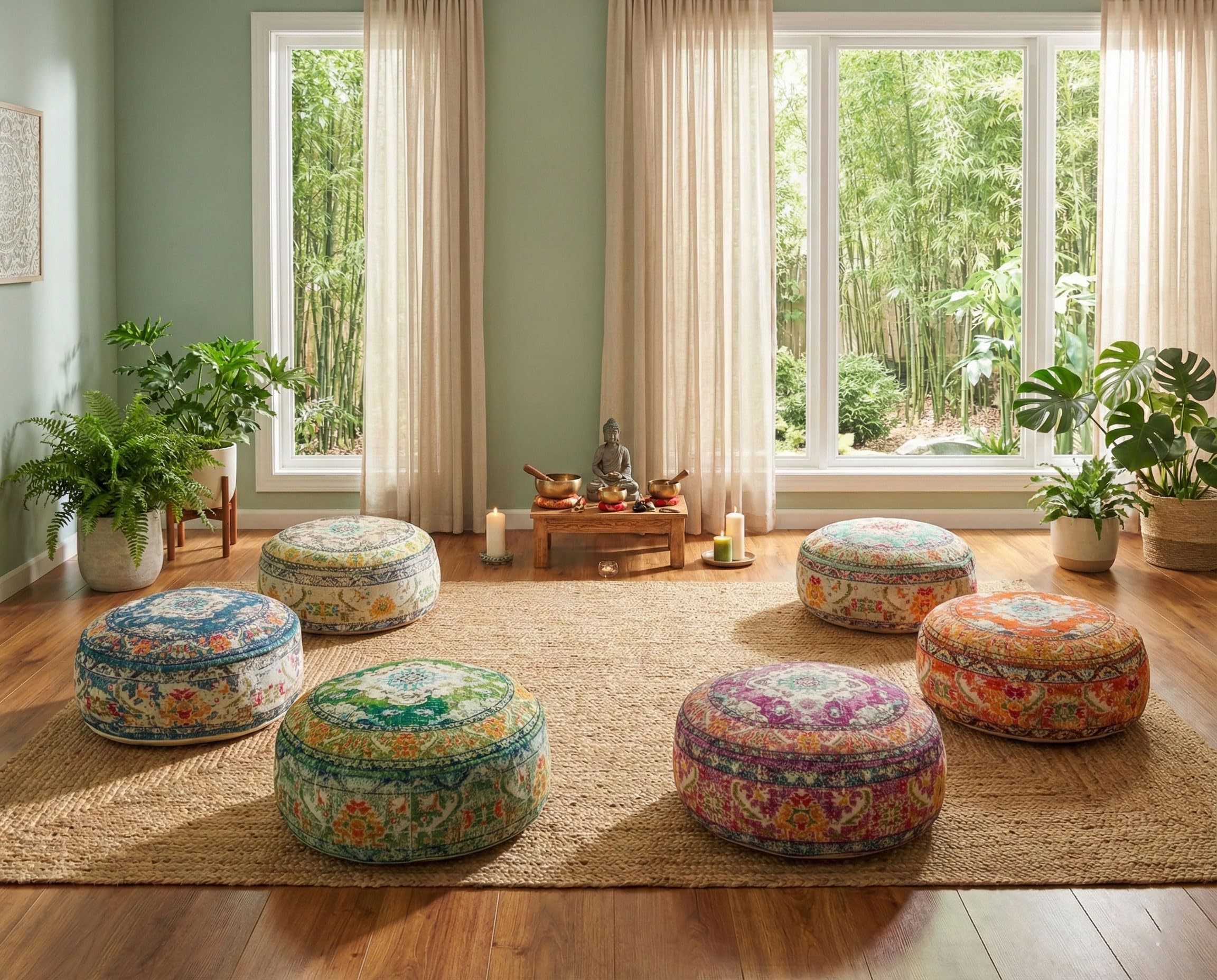 Mandala Life ART Fodera per cuscino da pavimento rotondo bohémien - 60x20 cm - 100% cotone - Custodia pouf per pouf per soggiorno, camera da letto, patio e altro