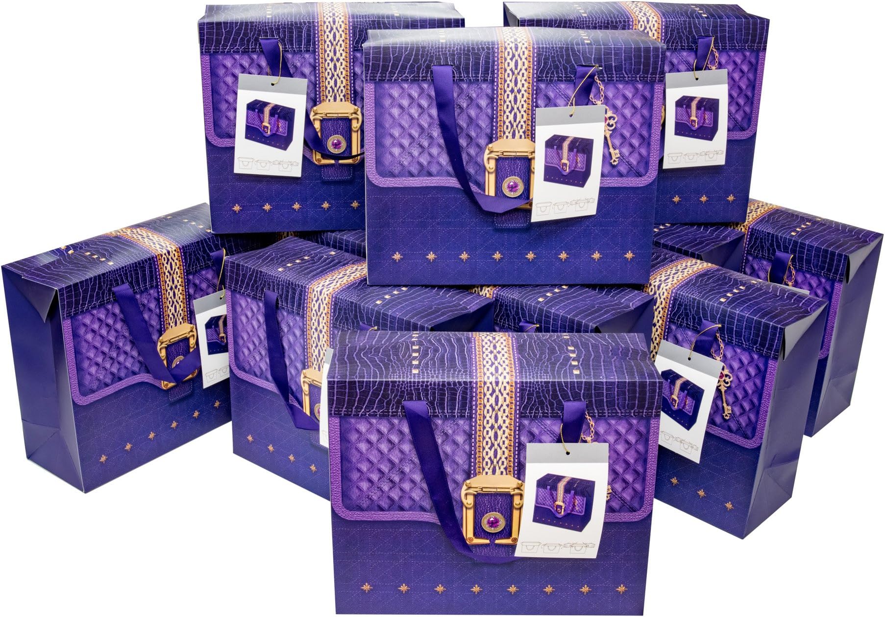 Fancy Party Gift Bags for Birthdays and Weddings Purple Large (Bulk of 12)