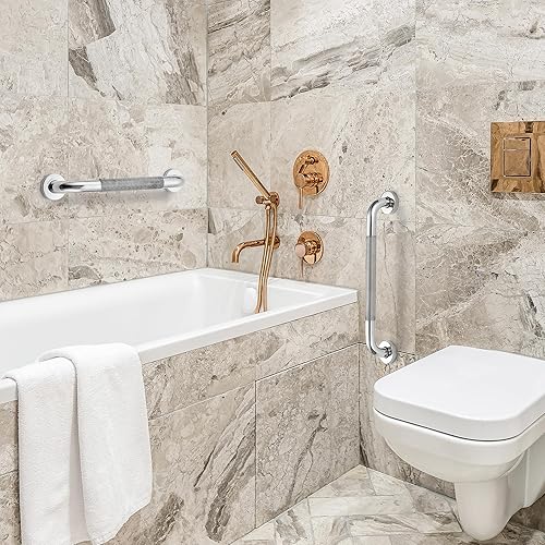 Miniatura 7 de Paquete de 2 barras de agarre para mango de ducha, barras de agarre antideslizantes de 12 pulgadas para personas mayores, barras de agarre