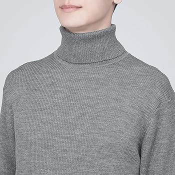 Amazon | 無印良品 セーター 洗えるウールリブタートルネック
