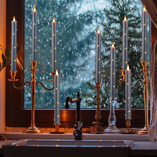 Vista 25 de Da by 3 velas parpadeantes sin llama, funcionan con pilas, con control remoto y tiempo, llama dinámica 3D LED 3D, 9.6 pulgadas para bodas, fiestas