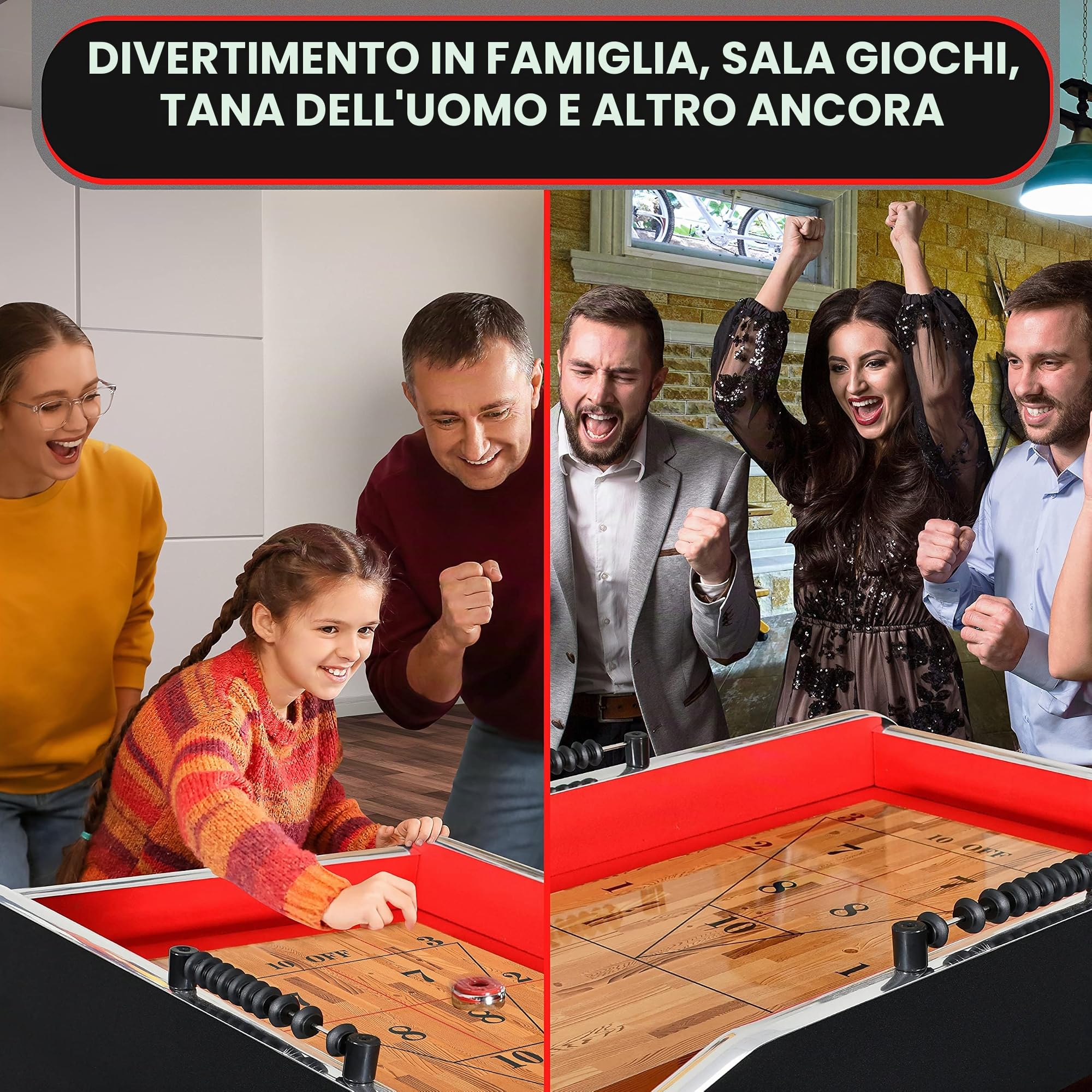 SereneLife Gioco da Tavolo, Shuffleboard da Tavolo, Superficie Poliuretano, Accessori Inclusi, Punteggio Abaco, Gioco Veloce per Interni ed Esterni