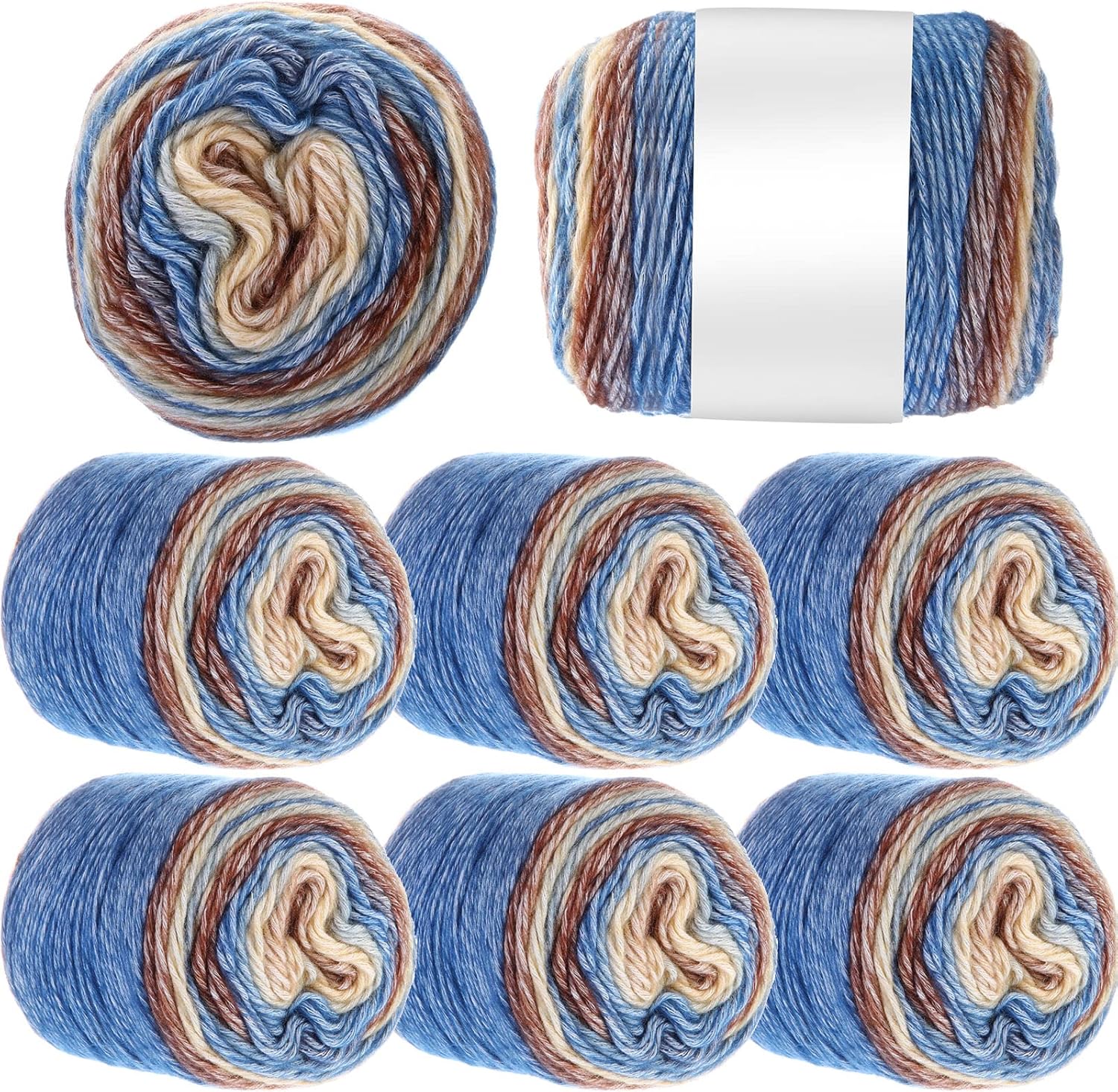 Gejoy 8 Pack Gradient Color Cotton Cake Self-Striping Yarn - 60% Cotton, 30% Acrylic, 10% Wool - Multicolor Rainbow Soft Yarn for Knitting, Crocheting, DIY Crafts