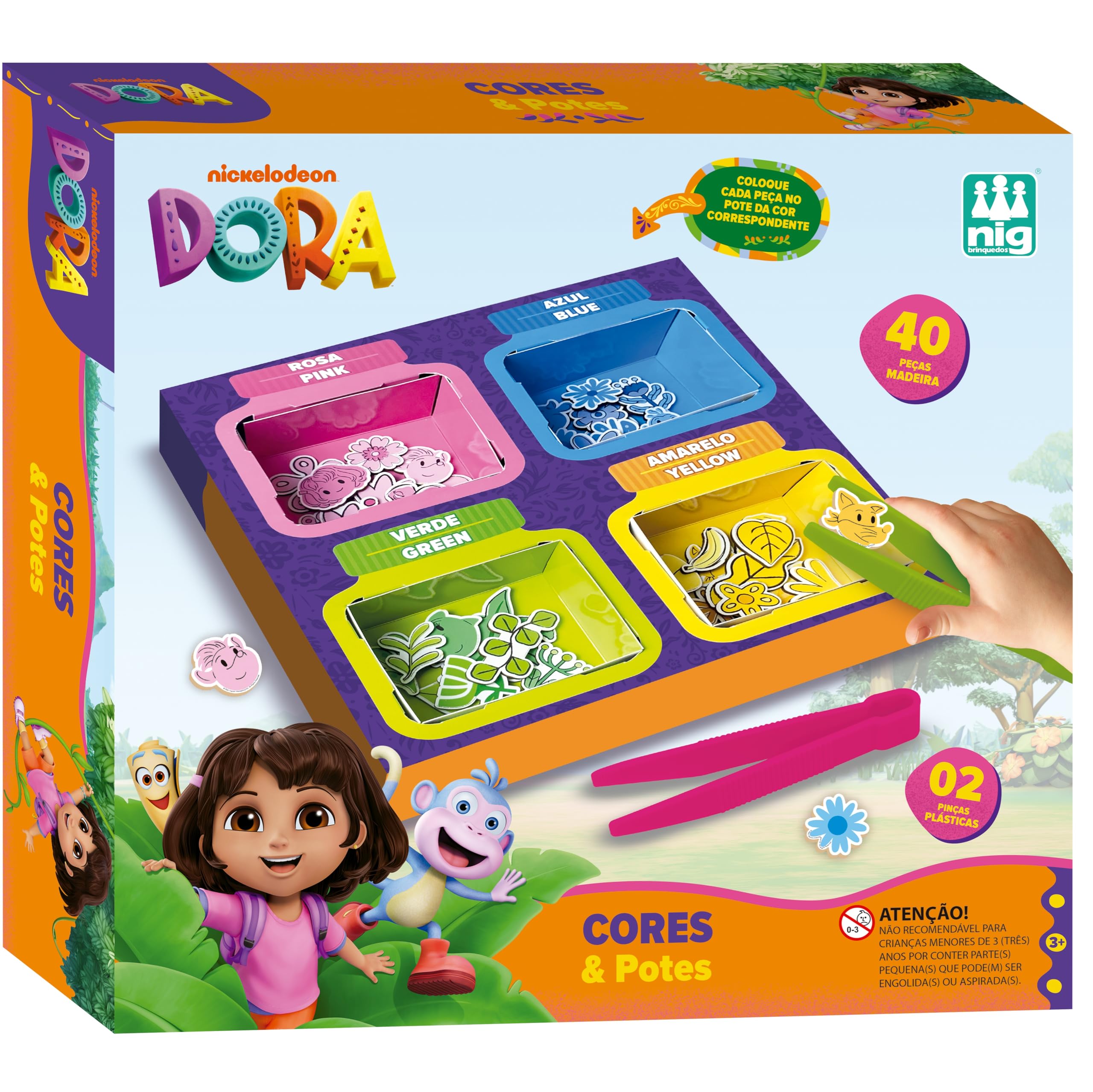 Nig Brinquedos Brinquedo Educativo Cores e Potes Dora Aventureira