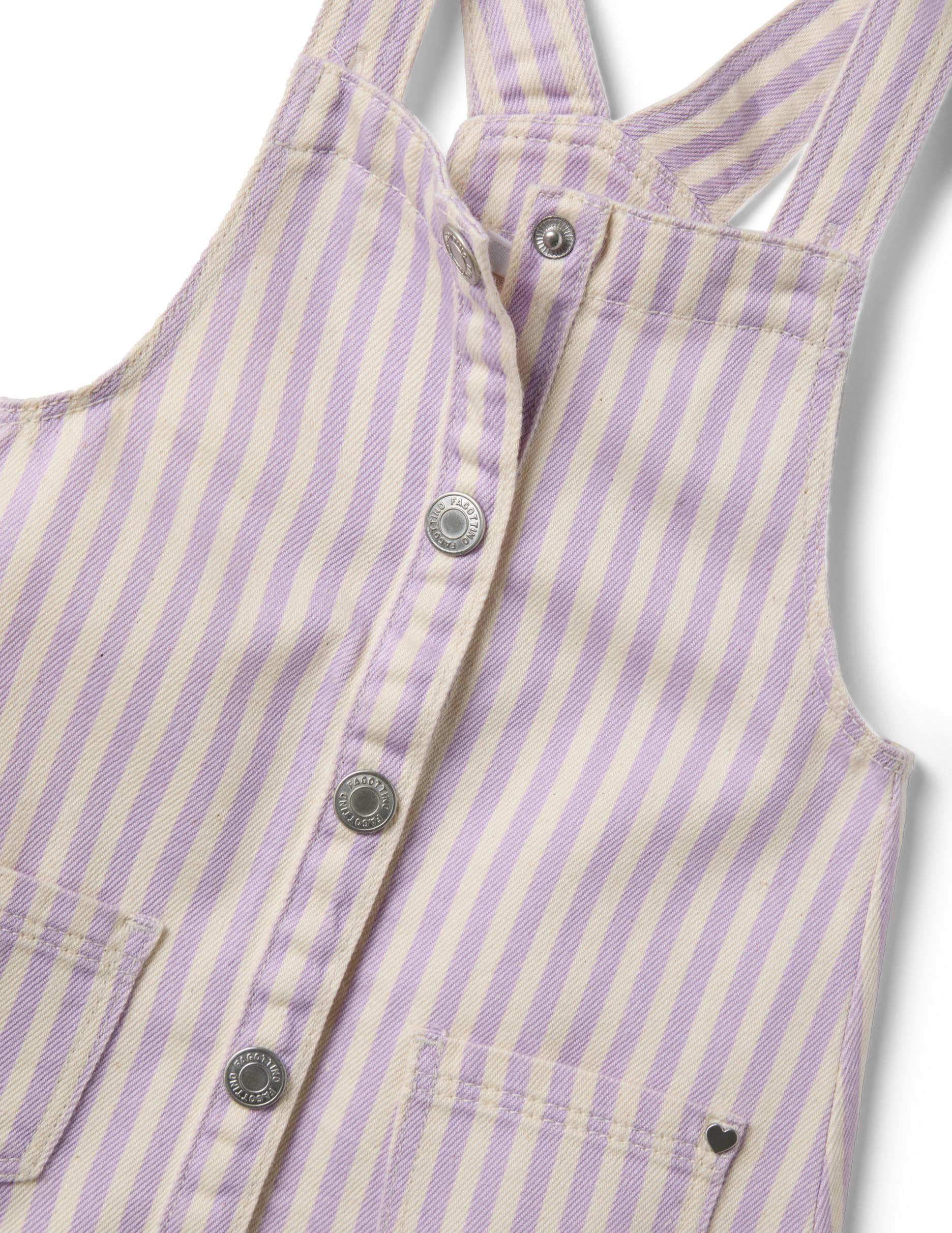 OVS Kids Salopette in Puro Cotone a Righe Multicolor da Bimba Regular Fit
