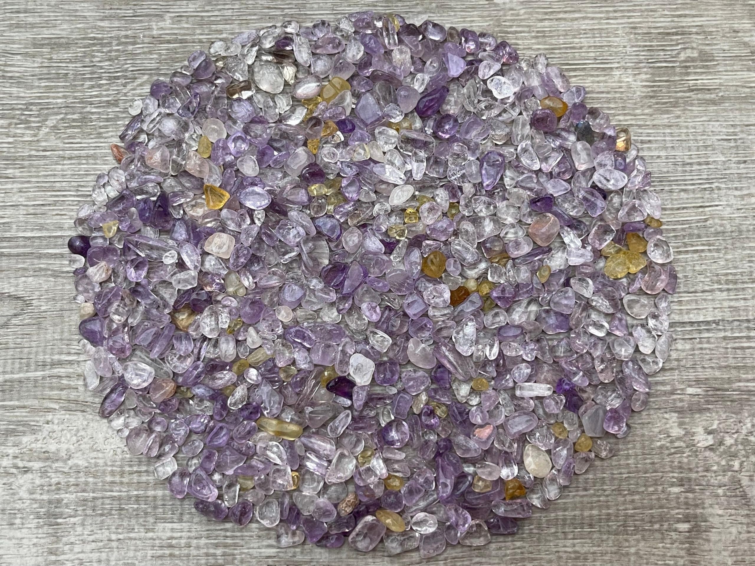 GAF TREASURES 2 oz Lot Tumbled Ametrine Gemstone Chips, Crushed Mini Crystals, Undrilled Crystal Chips (Ametrine)