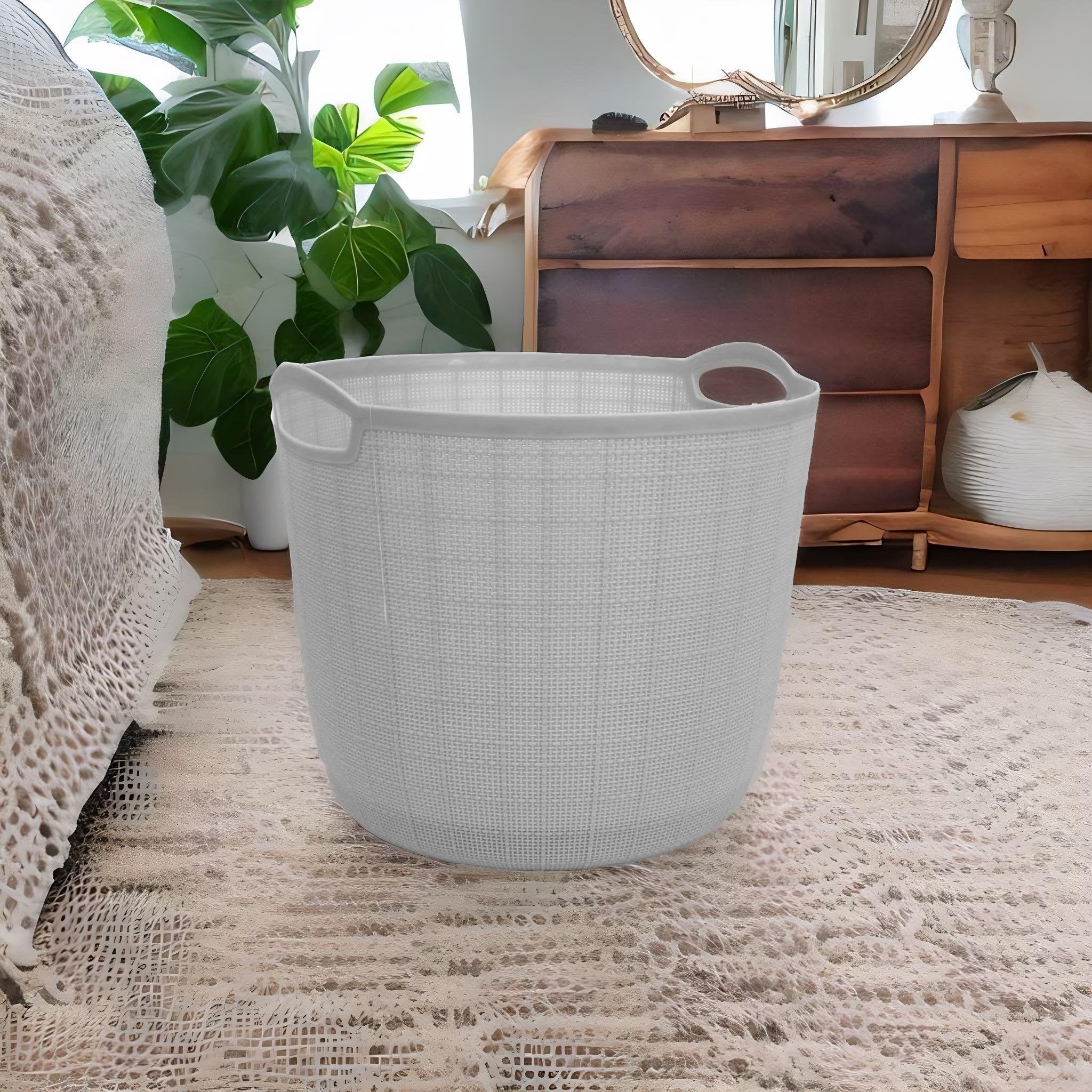 Nilkamal Elegance Oval Laundry Basket Robust with In-Built Handles For Cloth, Blankets, and Laundry Storage Ideal for Home, Bedroom and Bathroom