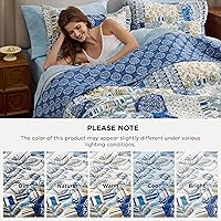 Vista 7 de Bedsure Patchwork Quilts Queen Size - Reversible Blue Floral Comforter Queen Size, Spring Lightweight Bedspread Boho Quilted Bedding, Soft 01