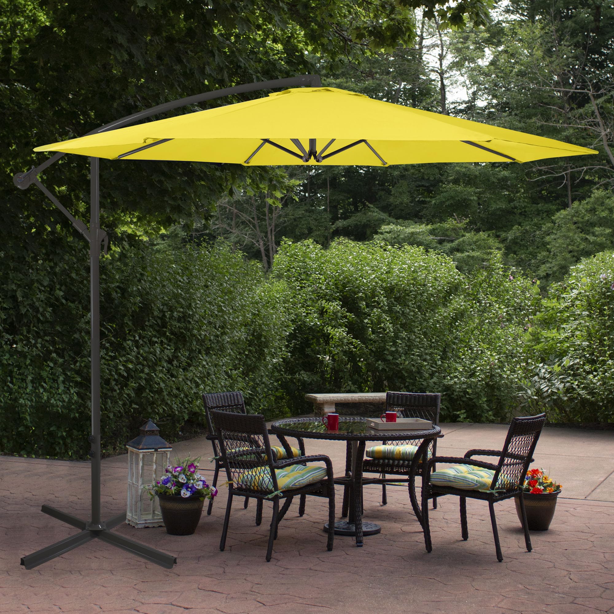 Northlight 10ft Offset Outdoor Patio Umbrella with Hand Crank, Yellow