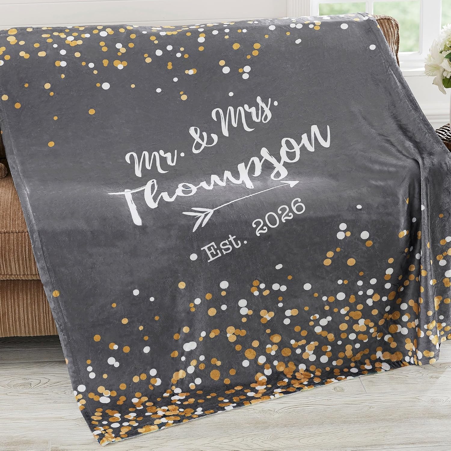 Personalization Universe Sparkling Love Personalized Wedding 50" x 60" Plush Fleece Blanket
