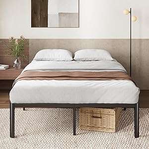 Zinus Van Cama 135x190 cm - Altura 41 cm con almacenamiento debajo de la cama - Marco de la cama de plataforma de metal - Negro