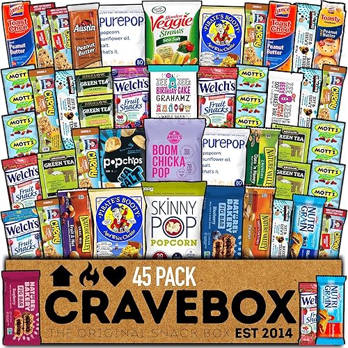 CRAVEBOX Caja de aperitivos saludables (45 unidades) paquete variado de Halloween, paquete de cuidado, cesta de regalo para niños, hombres, mujeres,