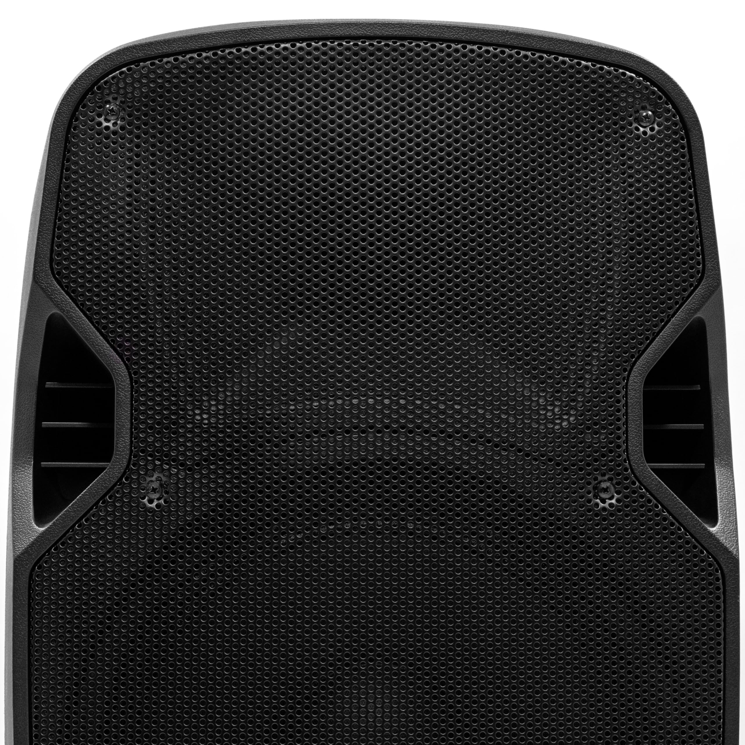 12 Zoll Active Lautsprecher schwarz 2-Wege Leistung 400 Watt drahtlose Bluetooth-Verbindung Mikrofon/Line-Eingang Solide ABS TWS Leistungsstark und vielseitig – ideal für DJ, Animation, Bühne.