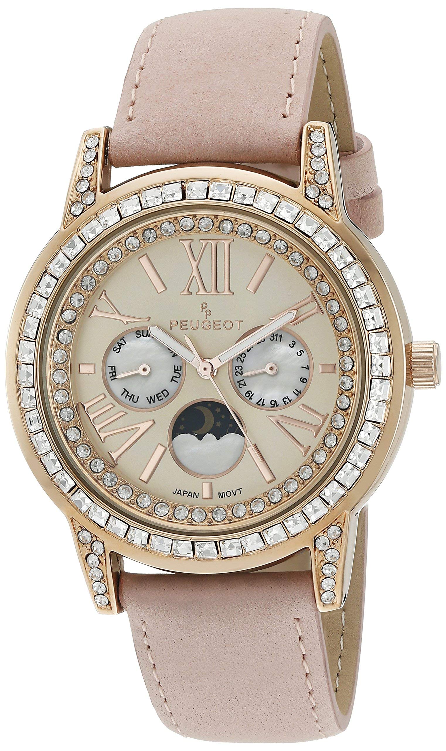 Peugeot Womens Quartz Metal and Leather Dress Watch, Color:Pink (Model: 3031RG) (B00FFBTT2E) Amazon Price History, Amazon Price Tracker