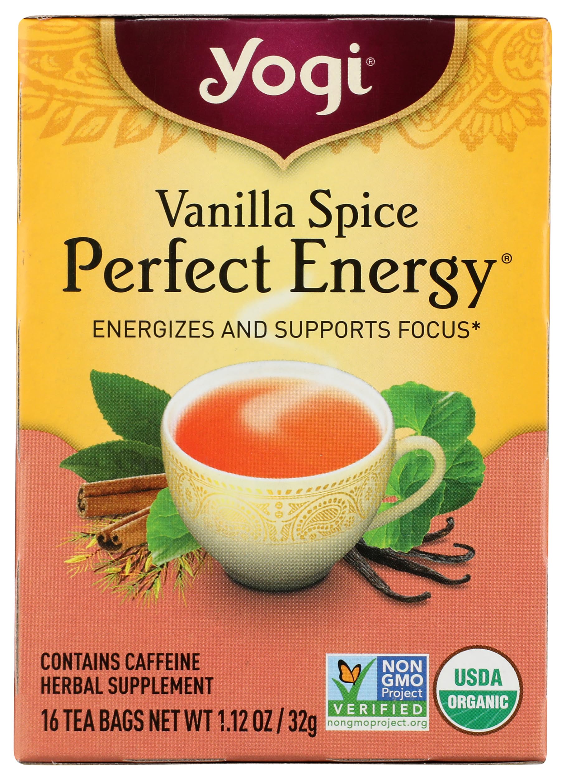 Yogi Tea - Energía perfecta toda la especia natural de la vainilla del té - 16Bolsitas de té