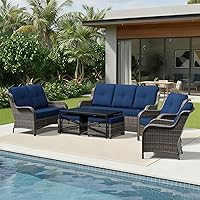 Vista 92 de Joyside Silla mecedora giratoria para exteriores para patio, mecedora de mimbre para exteriores con cojines de tela de olefina adecuada para porche