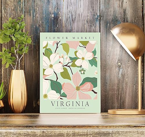 Miniatura 6 de HomeArtPrint Impresión artística de Virginia, póster de viaje con mapa del estado de Virginia, 11 x 14 pulgadas, enmarcado, papel mate, montaje en