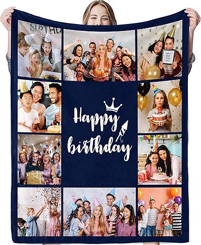 Juantao Manta personalizada con fotos, manta de franela personalizada, manta de cumpleaños, aniversario, padre, para mamá, papá, familia y amigos