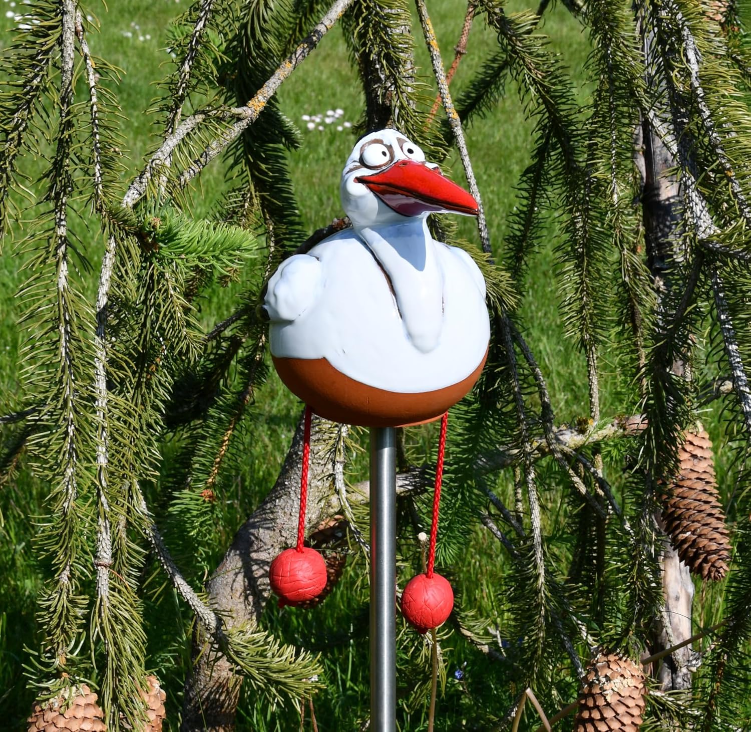 Ceramic Garden Decor - Stork Lawn Stake - Outdoor Statue - Perfect, Unique Gifts for Gardeners Woman, Men, Yard Gifts - Handmade, Frostproof