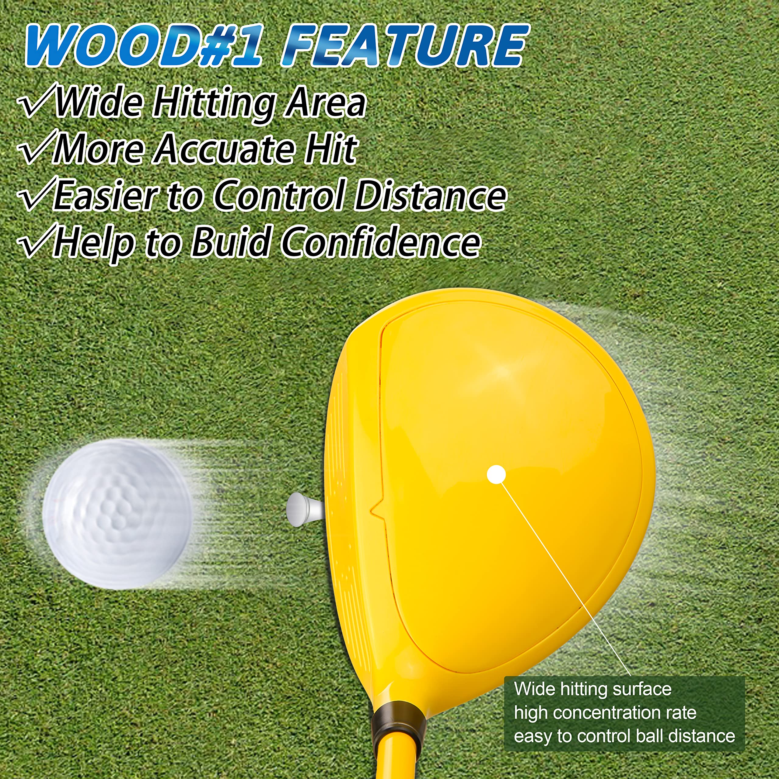 PGM Juego de palos de golf para niños, puede golpear pelotas reales, incluye madera, hierro y palos de putter, ideal para niños y niñas principiantes, juego de entrenamiento instructivo