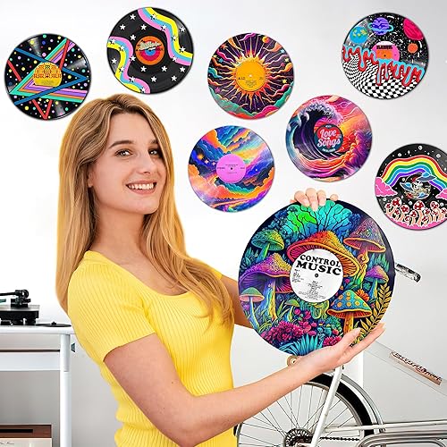 Miniatura 6 de HK Studio Records - Decoración de pared hippie de 12 pulgadas, paquete de 4  para dormitorio, decoración de habitación de adolescentes, PVC (no
