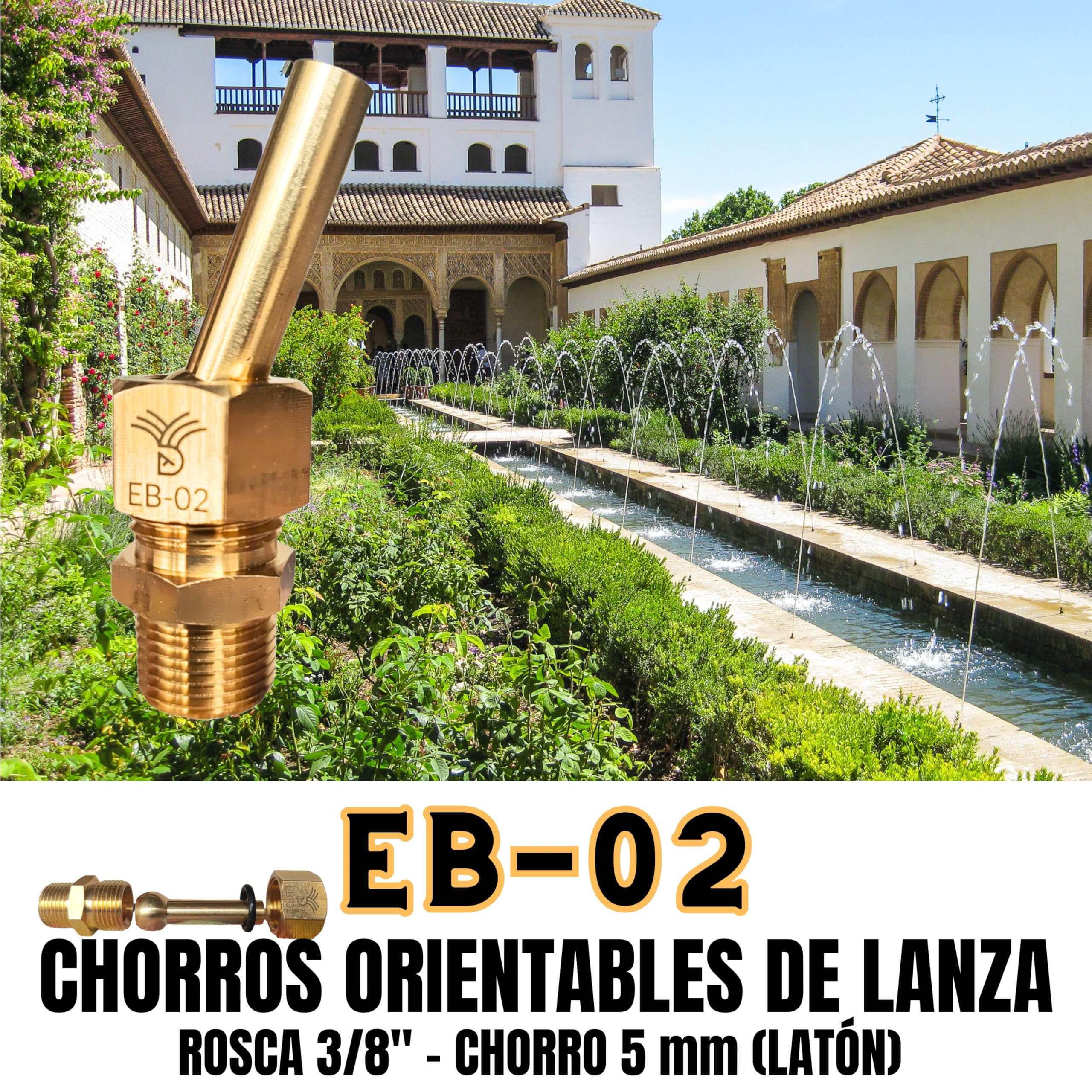 Ugello Decorativo per Fontana da Giardino in Ottone Massiccio - Getto di Lancia 3/8" - Design Elegante, Resistente alla Corrosione, Portata Ottimale, Perfetto per Esterni