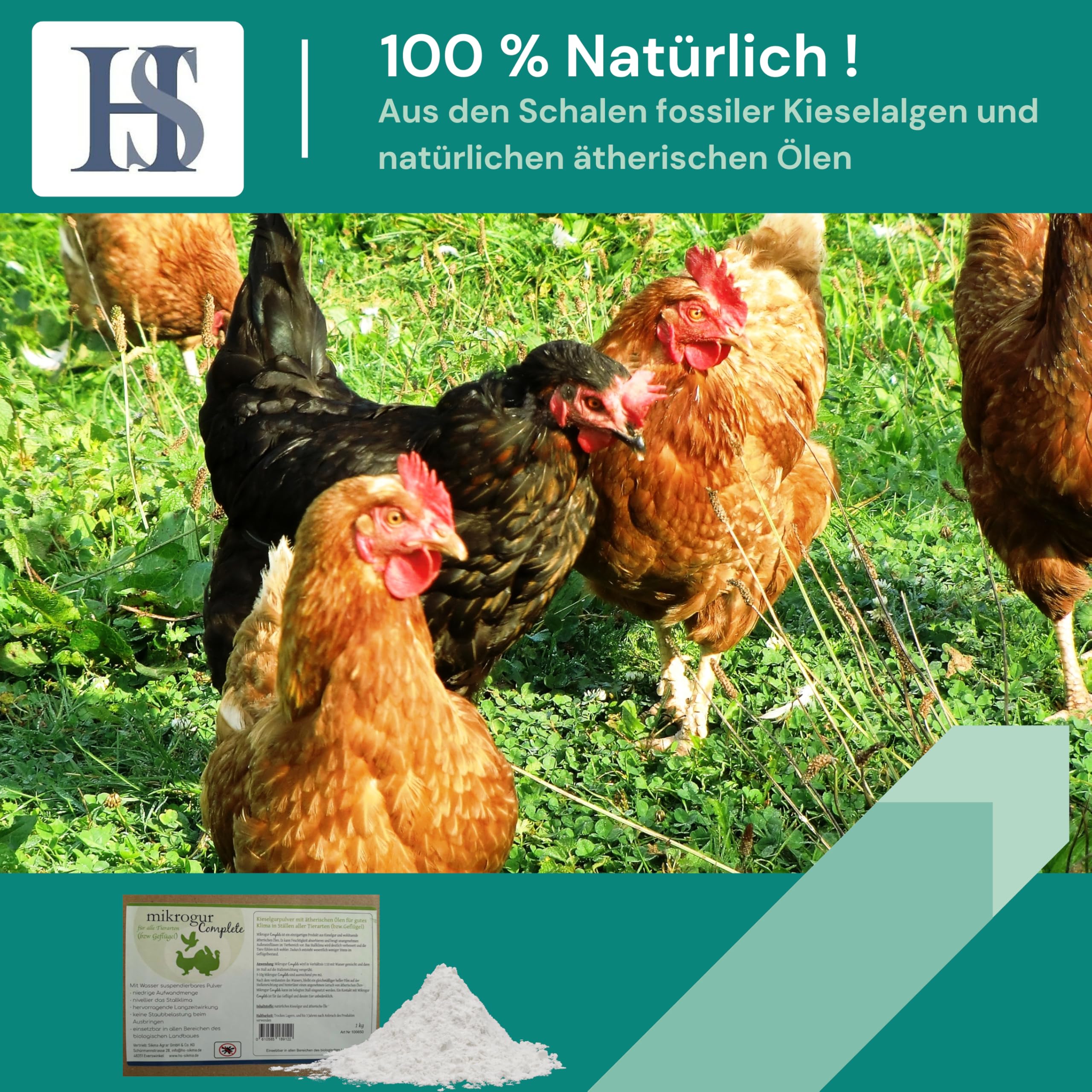 HS Mikrogur Complete - Stallklima-Optimierer mit Eukalyptusöl gegen Milben - Biozidfrei - Einfache Anwendung für Stallungen & Einsatz in Allen Bereichen der Bio. Landwirtschaft