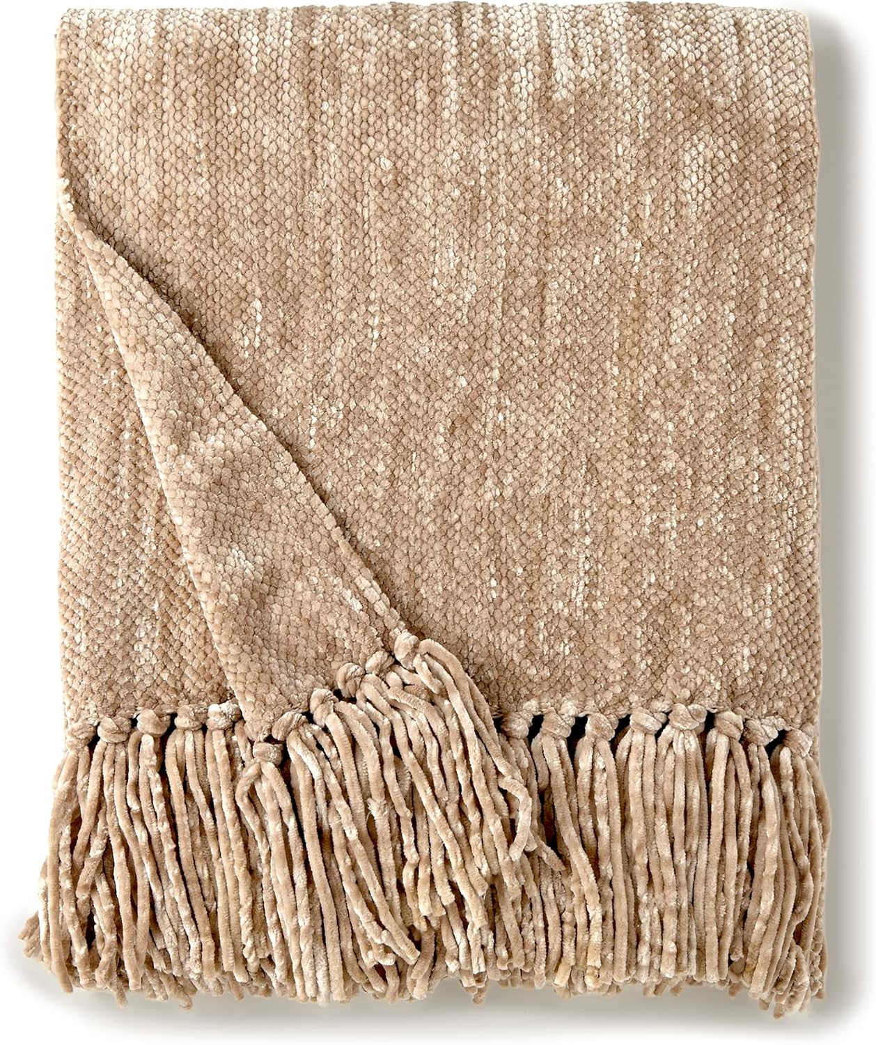 Crafted by Catherine Taupe Heavyweight Chenille Throw 50" x 60" Hand Wash Only