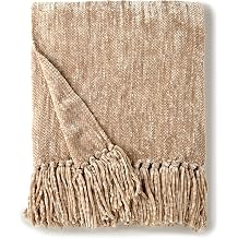 Crafted by Catherine Taupe Heavyweight Chenille Throw 50" x 60" Hand Wash Only