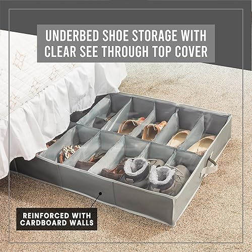 Miniatura 2 de Organizador de almacenamiento de zapatos para debajo de la cama juego de 2 material 600D resistente al desgarro organizador de zapatos debajo de la