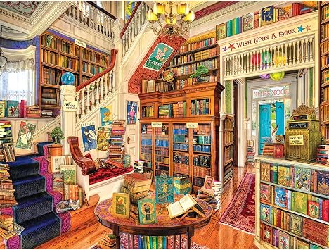 White Mountain 500 Piece Jigsaw Puzzle Cozy Library Books, Readers Paradise | Large Pieces, Gift for Adults and Family, 18"x24" in